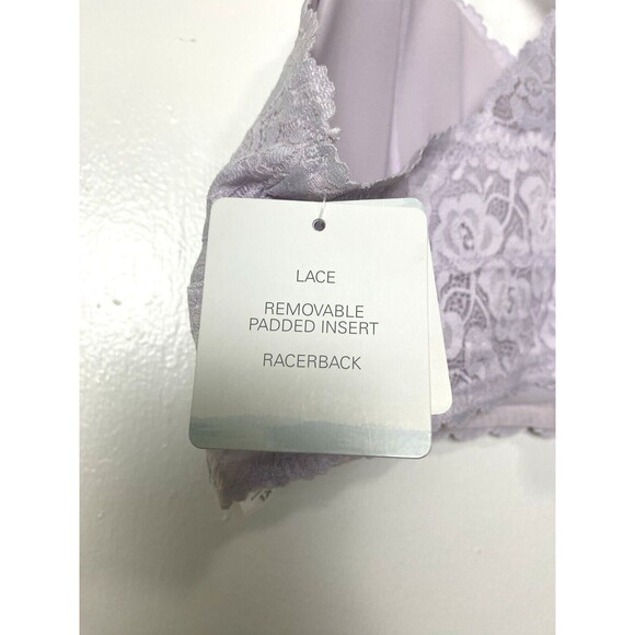Tranquil & True Bralette Bra Womens Plus Size 1X Lilac Lace Floral Racerback - Picture 10 of 11